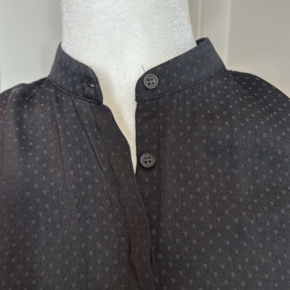Allsaints Polka Dot Dress New Lin Black Size 4 Cinch Drawstring Mini Button Up - Picture 8 of 13